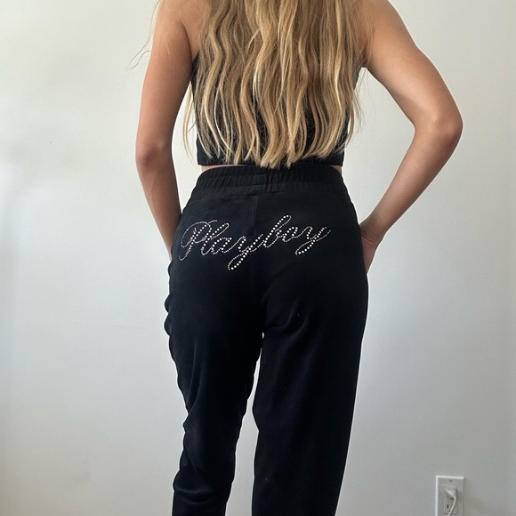 Black Playboy Sweatpants - Picture 1 of 3